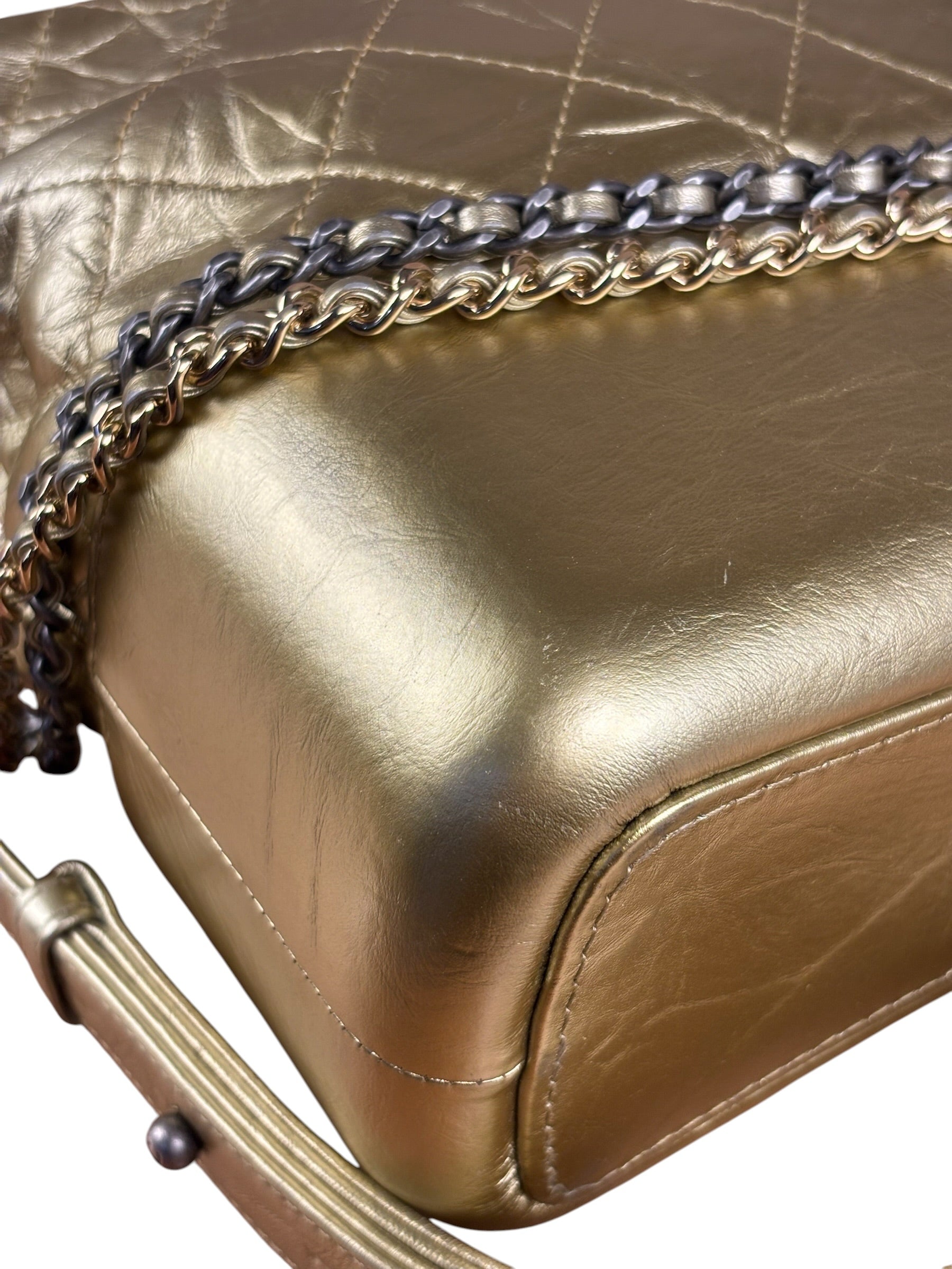 Chanel Gold Leather Gabrielle Hobo 2016