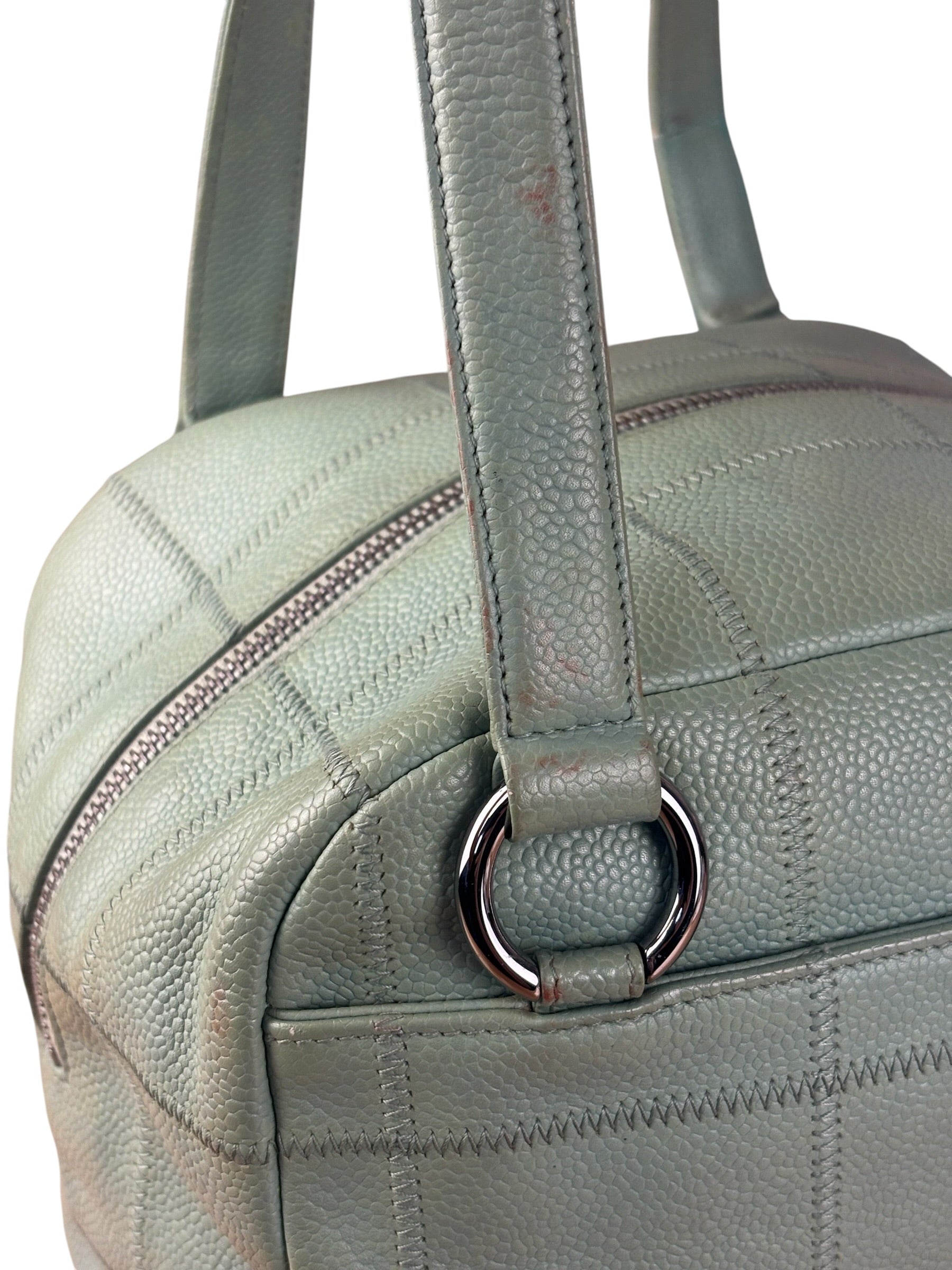 Chanel Light Green Quilt LAX Leather Bowler Bag 2004