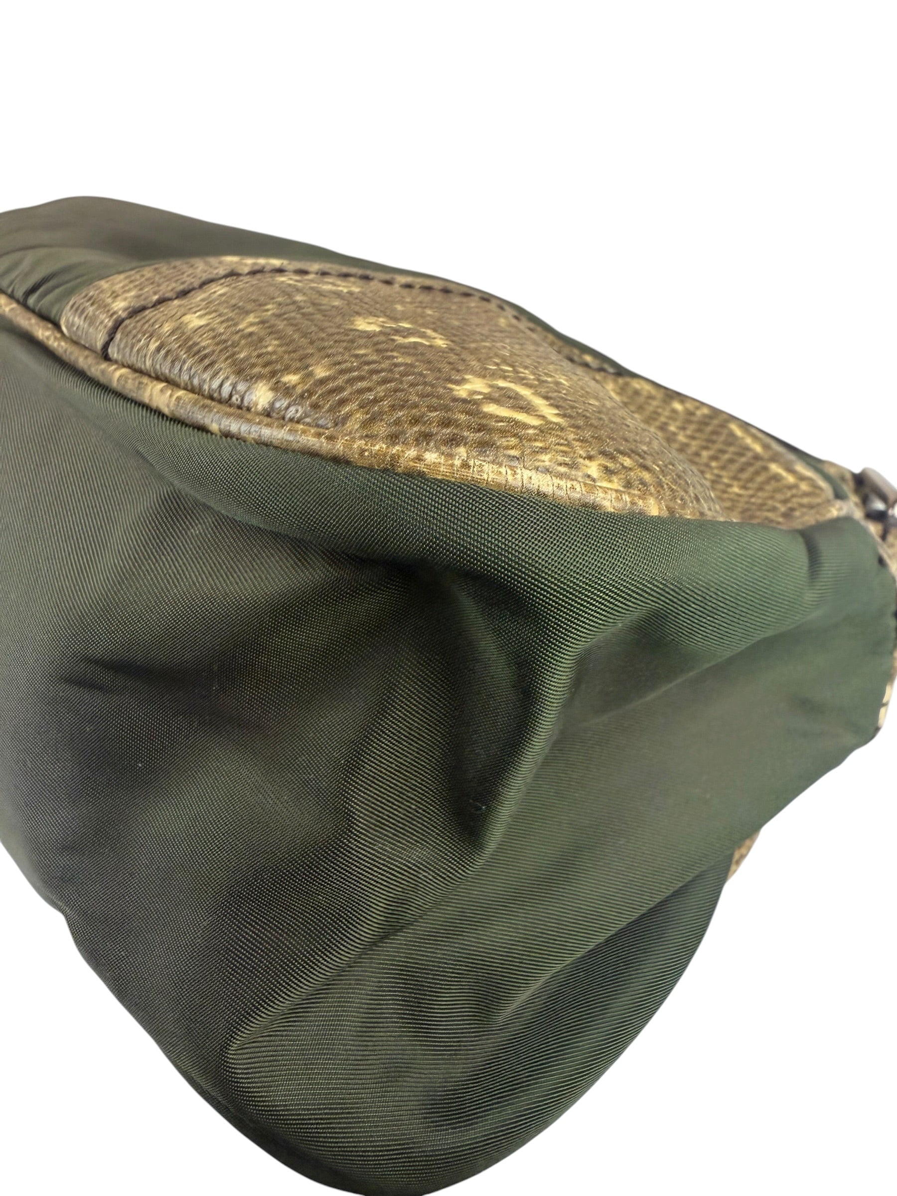 Prada Vintage Kakhi Green Nylon Shoulder Bag