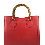 Gucci Red Leather Diana Bamboo Handle Tote