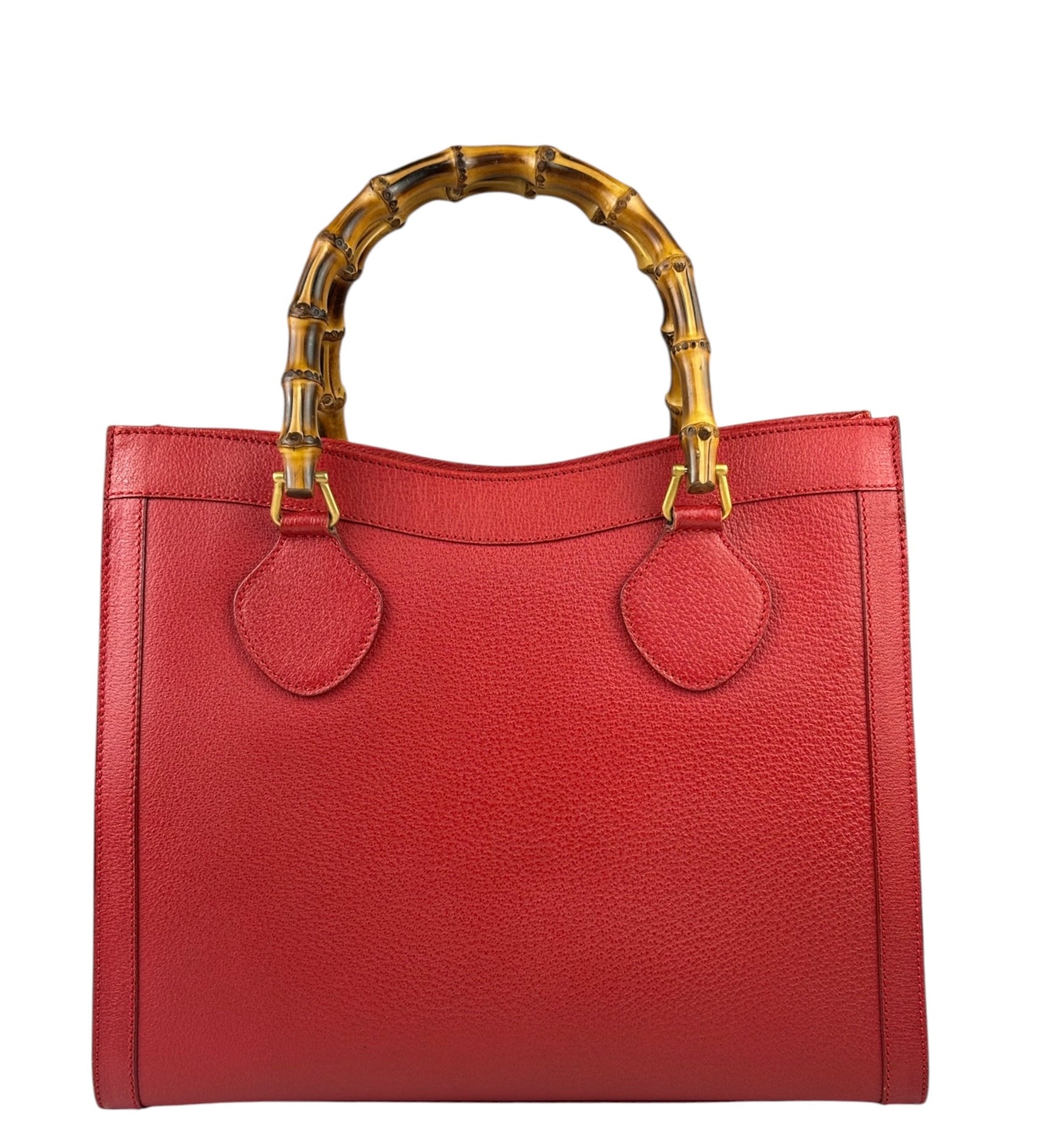 Gucci Red Leather Diana Bamboo Handle Tote