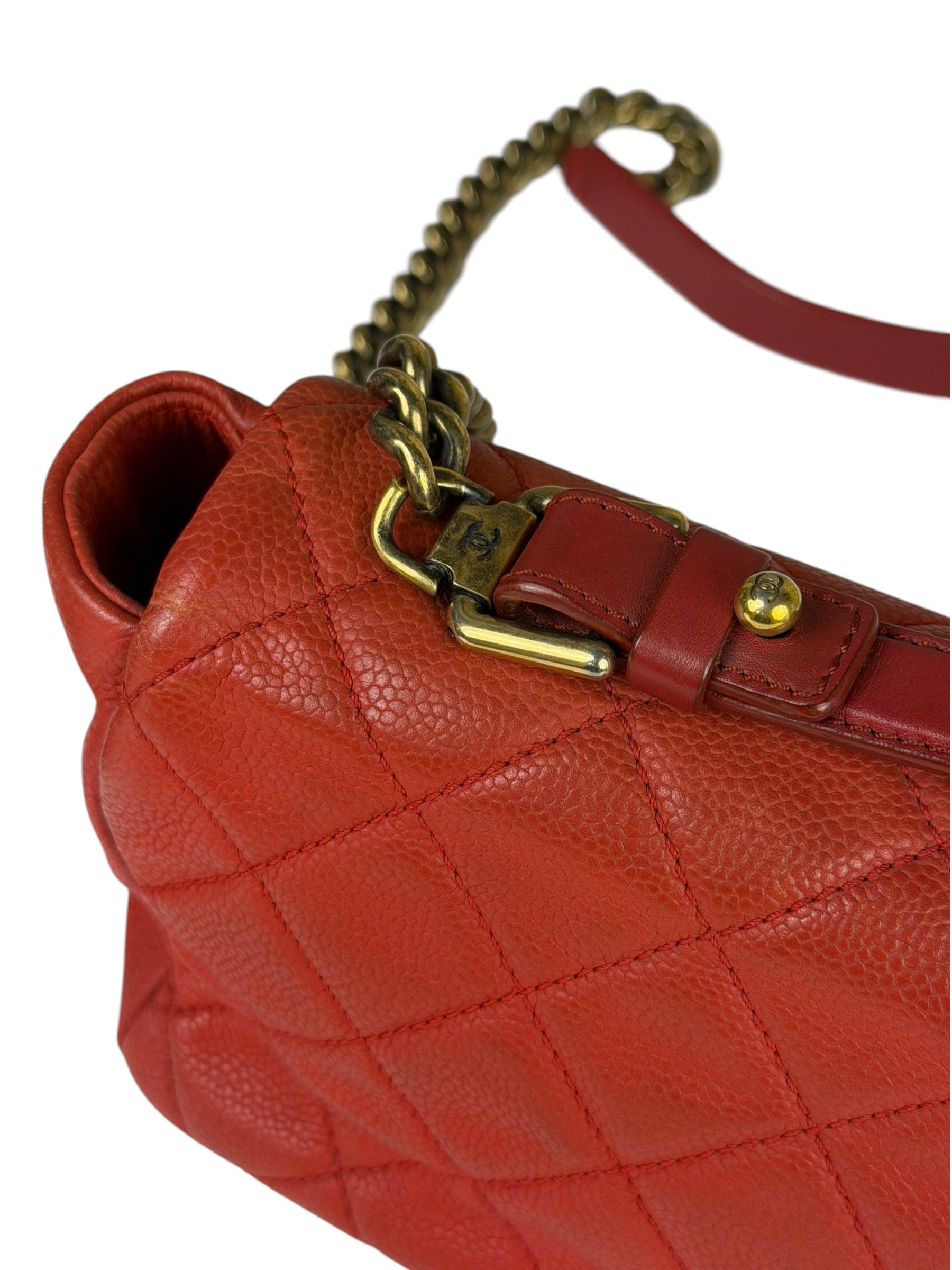 Chanel Red Quilted Caviar Leather Timeless Shoulder Bag 2012