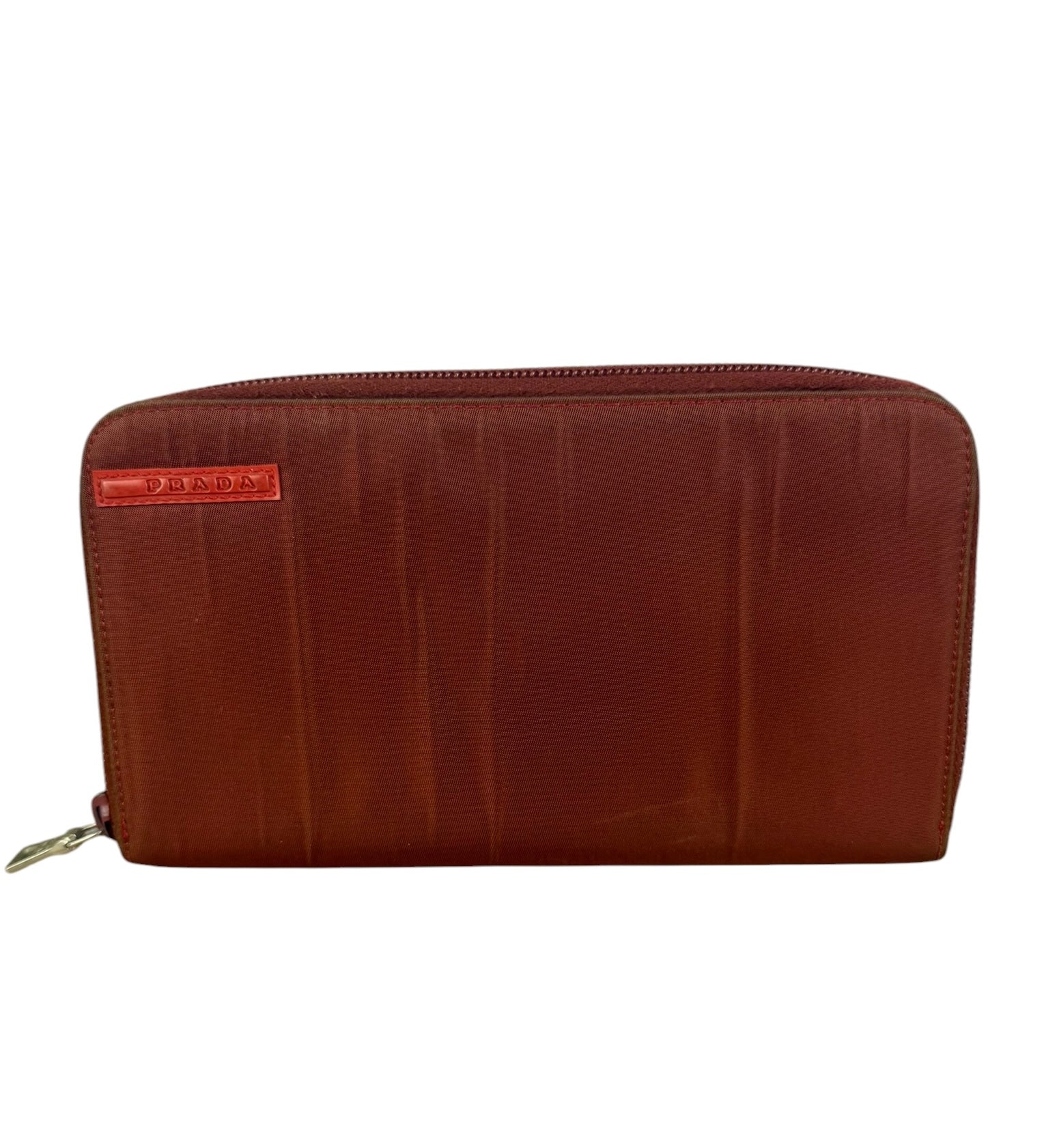 Prada Vintage Red Nylon Zip-Around Sport Long Wallet