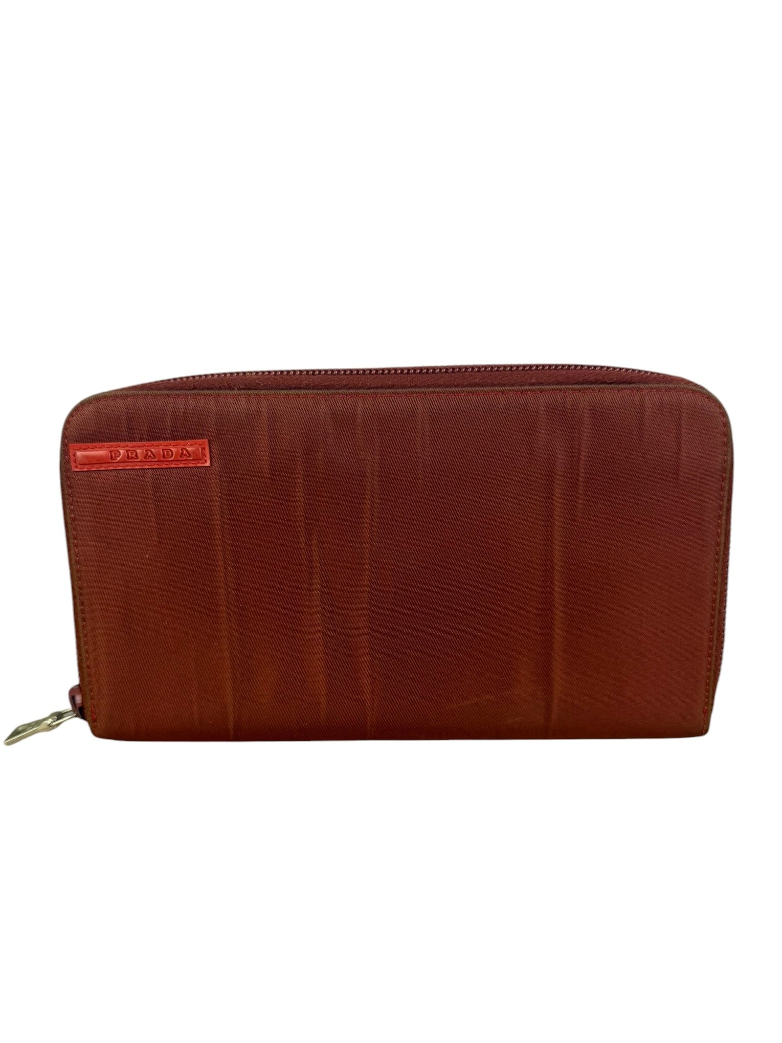 Prada Vintage Red Nylon Zip-Around Sport Long Wallet