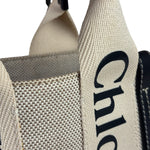 Chloe Beige Leather Trim Woody Tote Bag