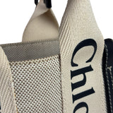 Chloe Beige Leather Trim Woody Tote Bag