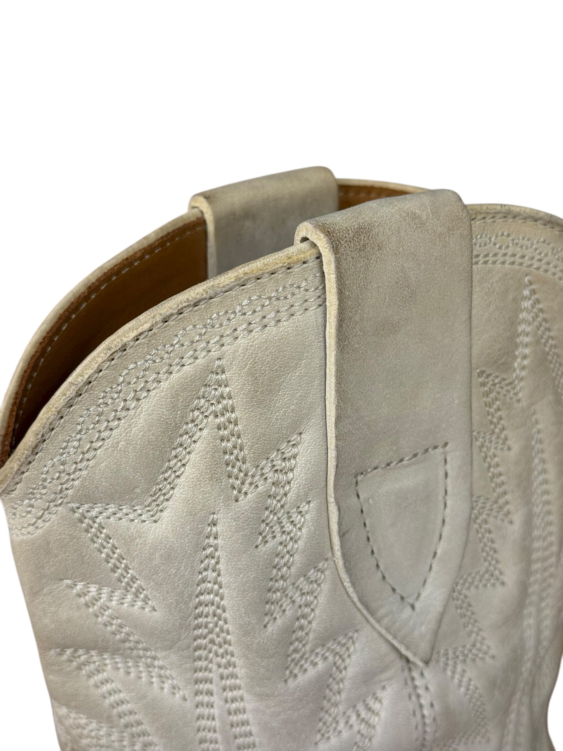 Isabel Marant White Distress Leather Western Boots