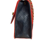 Chanel Red & Navy Trapezoid Flap Bag 1992