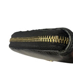 Fendi Black Leather F Logo Zip-Around Long Wallet