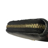 Fendi Black Leather F Logo Zip-Around Long Wallet