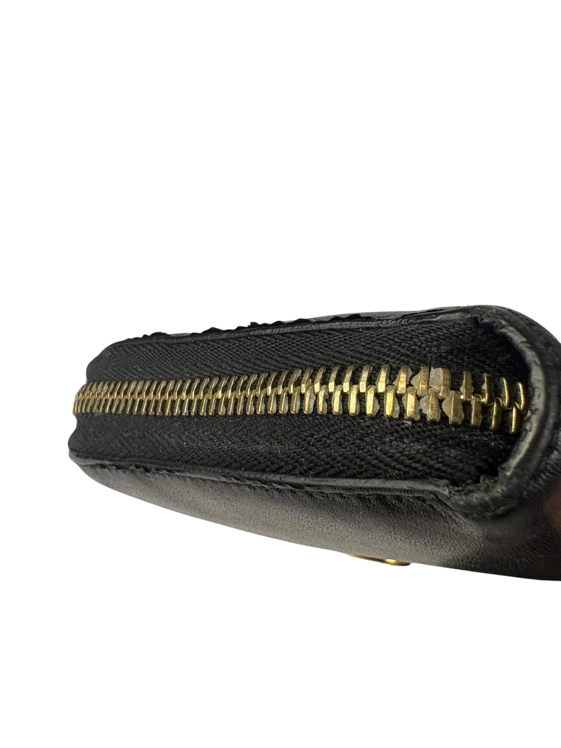 Fendi Black Leather F Logo Zip-Around Long Wallet