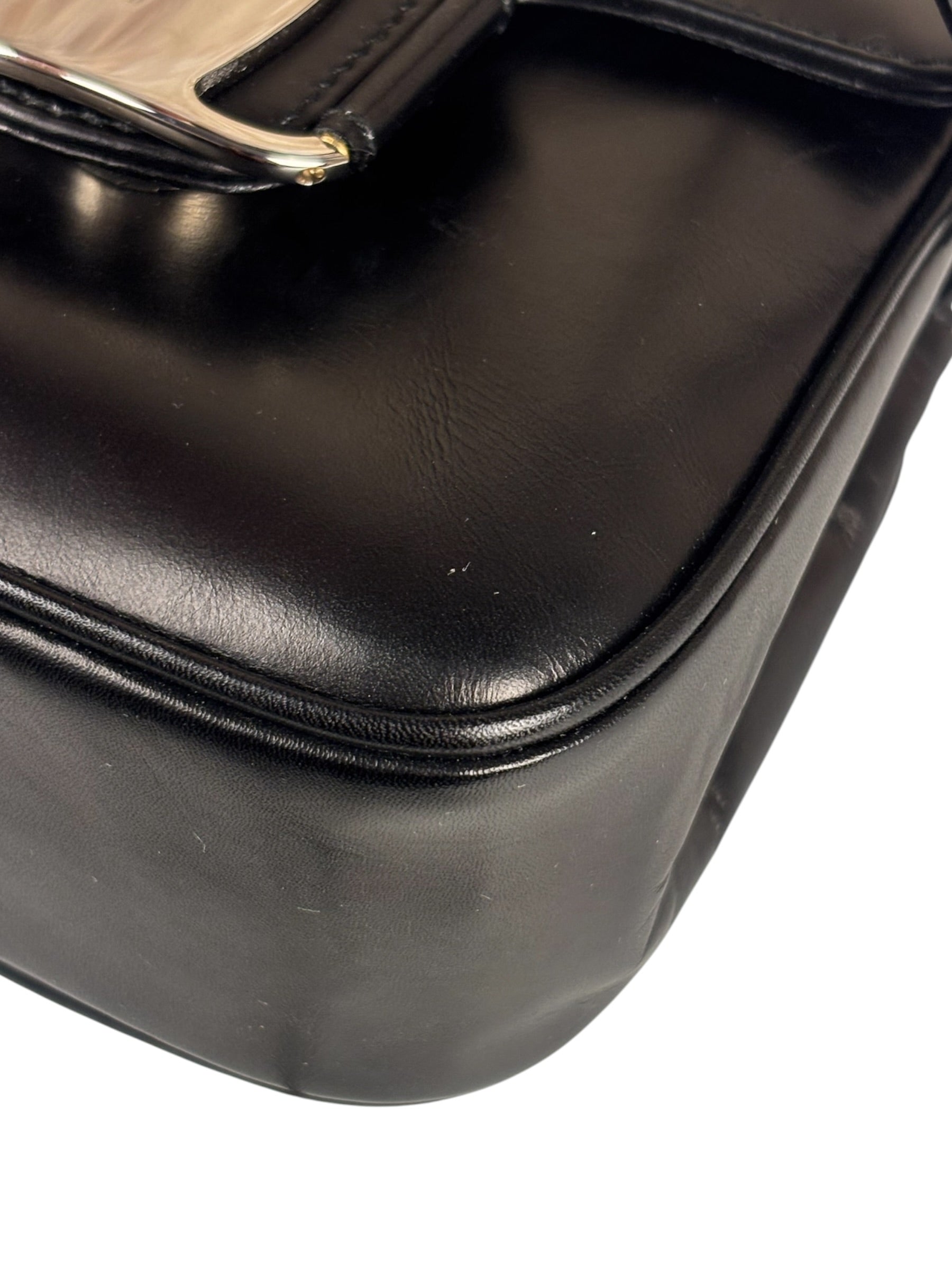 Ferragamo Black Leather Flap Mini Shoulder Bag