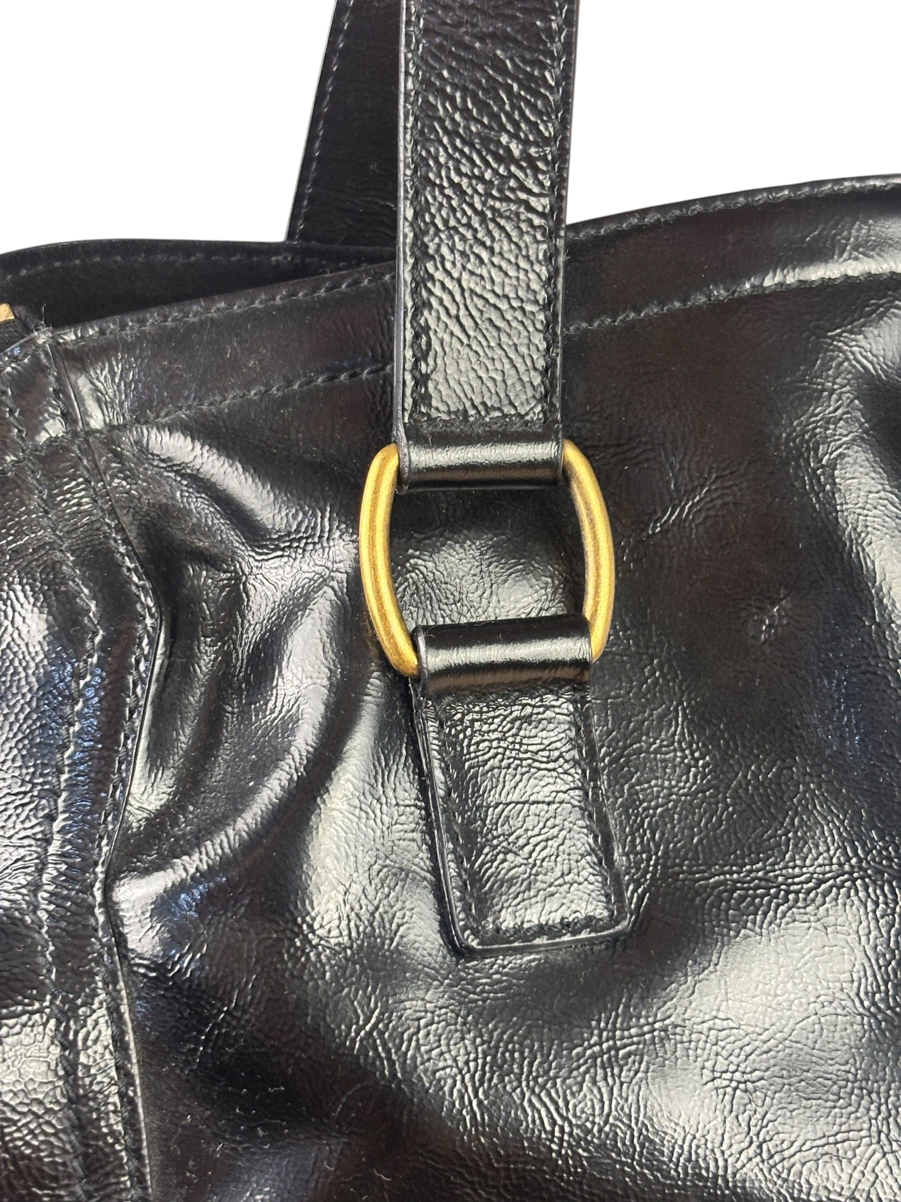 Yves Saint Laurent Black Patent Leather Downtown Tote