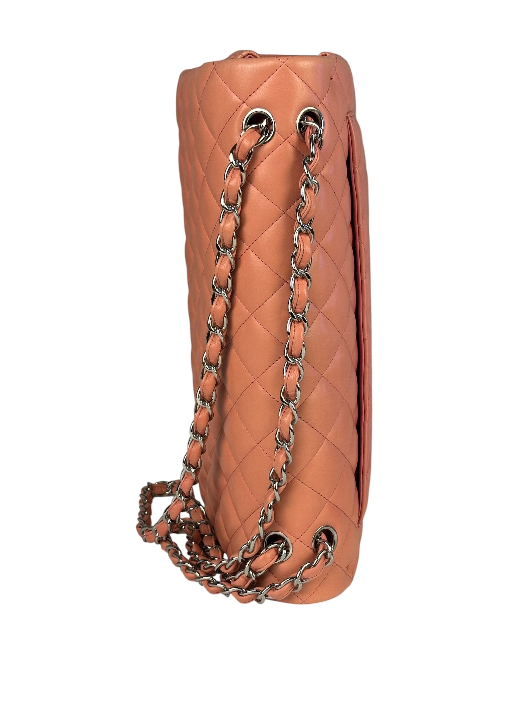 Chanel Pink Quilted Lambskin Classic Large Double Flap Bag 2012