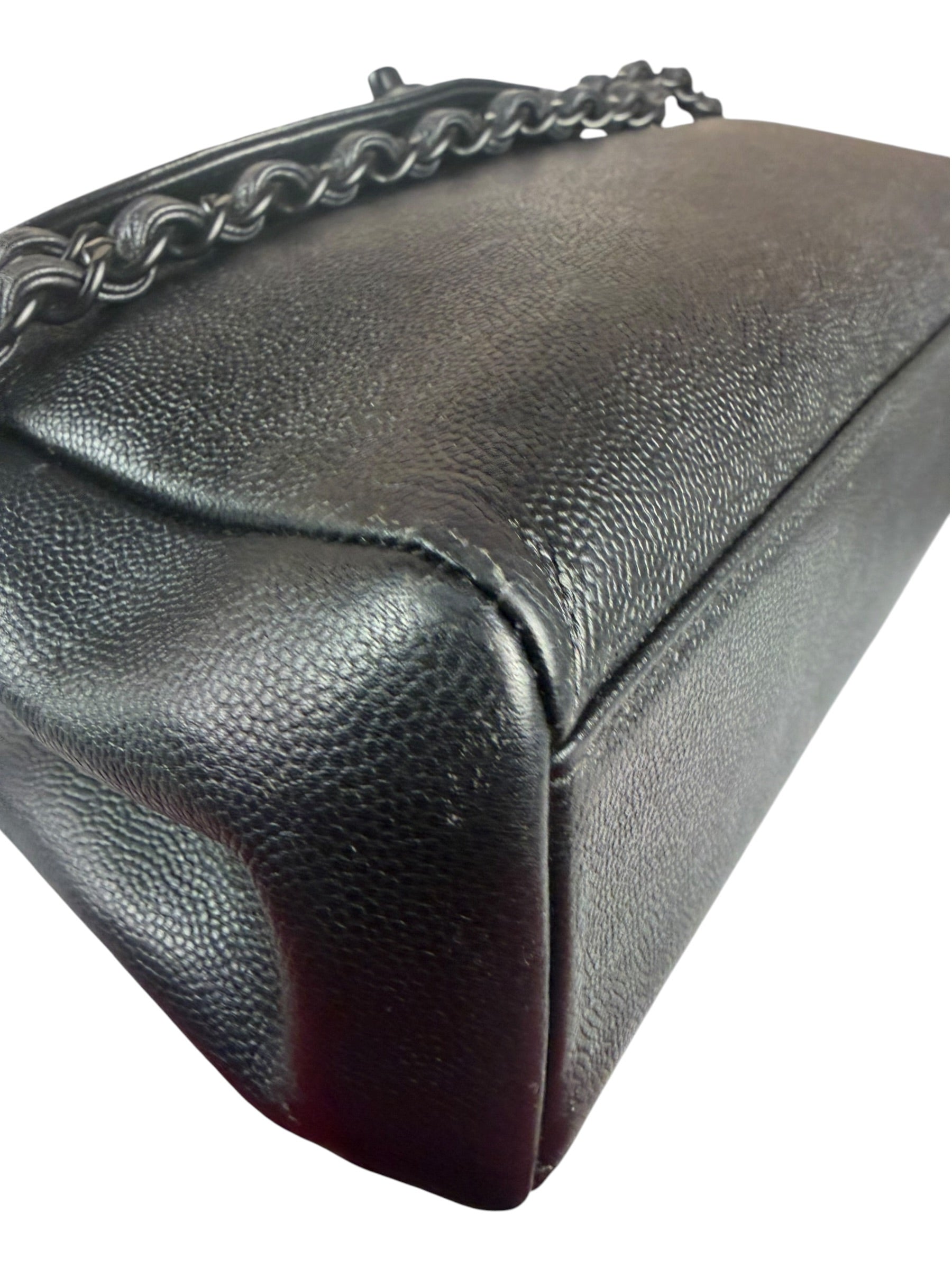 Chanel Black Pebbled Leather Curved Flap 1997