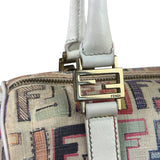Fendi Beige Leather Multicolor Zucca Forever Boston Bag