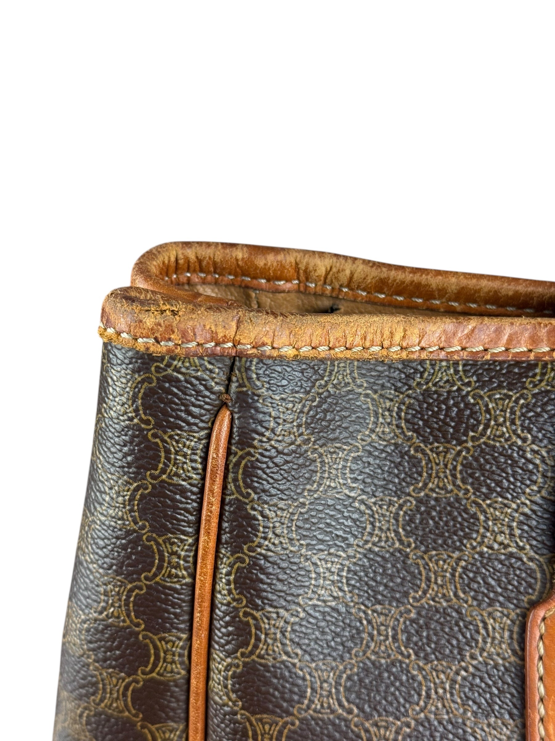 Celine Vintage Macadam Canvas Shoulder Tote