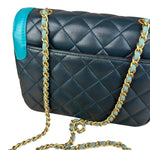 Chanel Quilted Mini Two-Tone Blue Day Flap Bag 2017