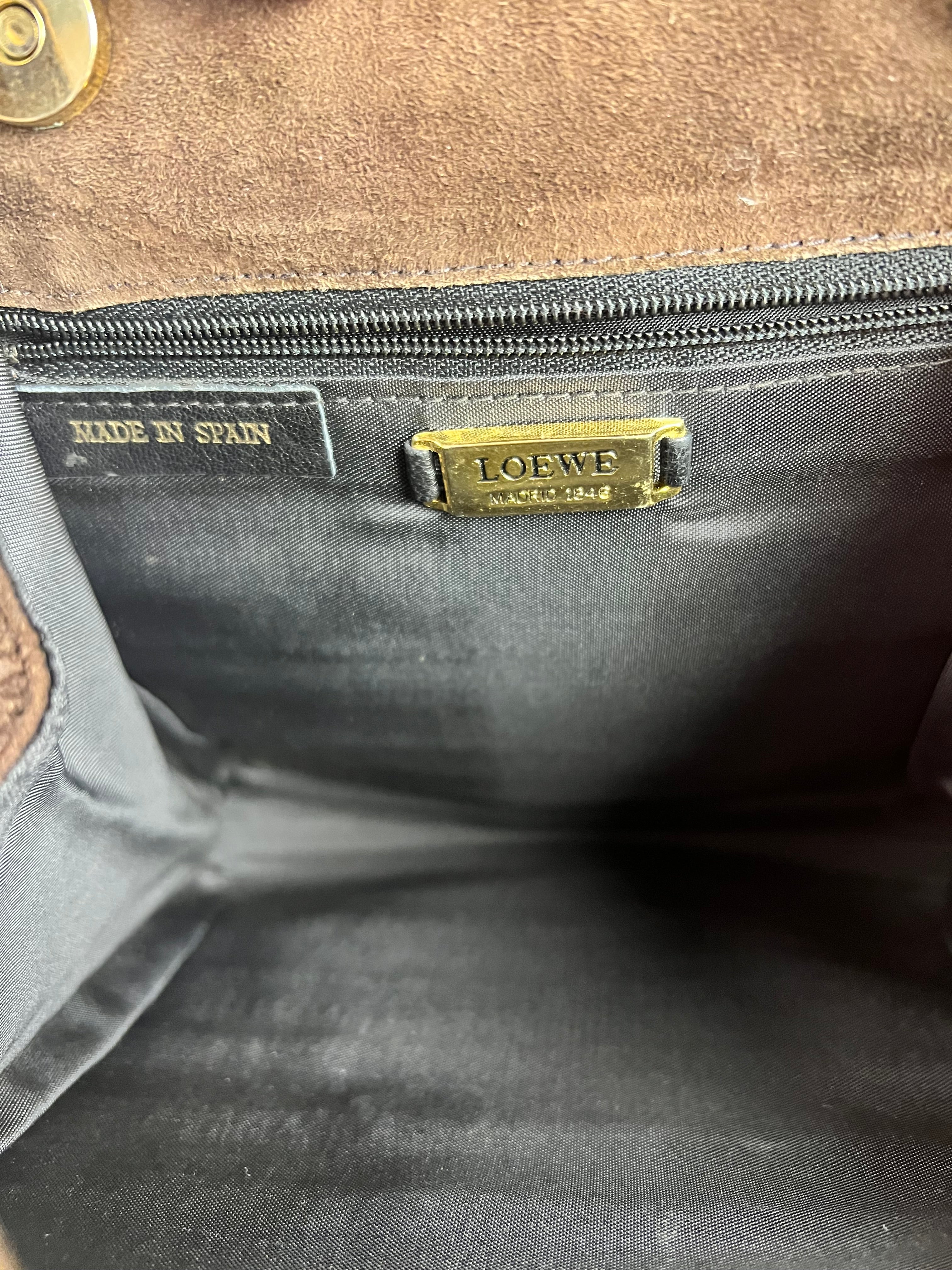 Loewe Vintage Striped Brown Suede Crossbody