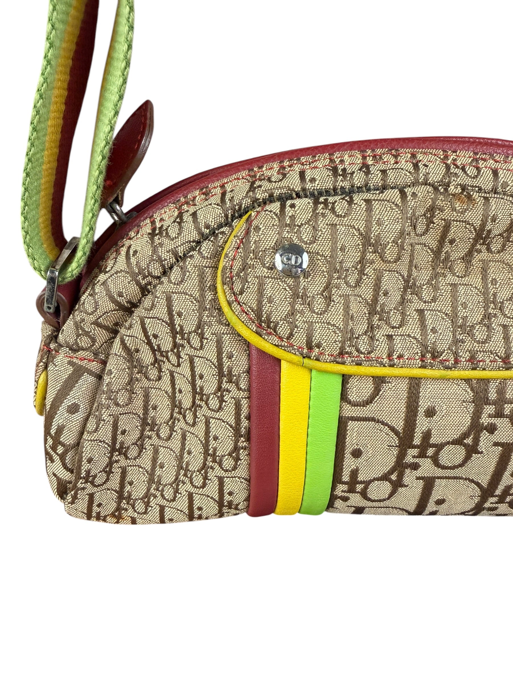 Christian Dior Vintage Trotter Canvas Rasta Crossbody Bag