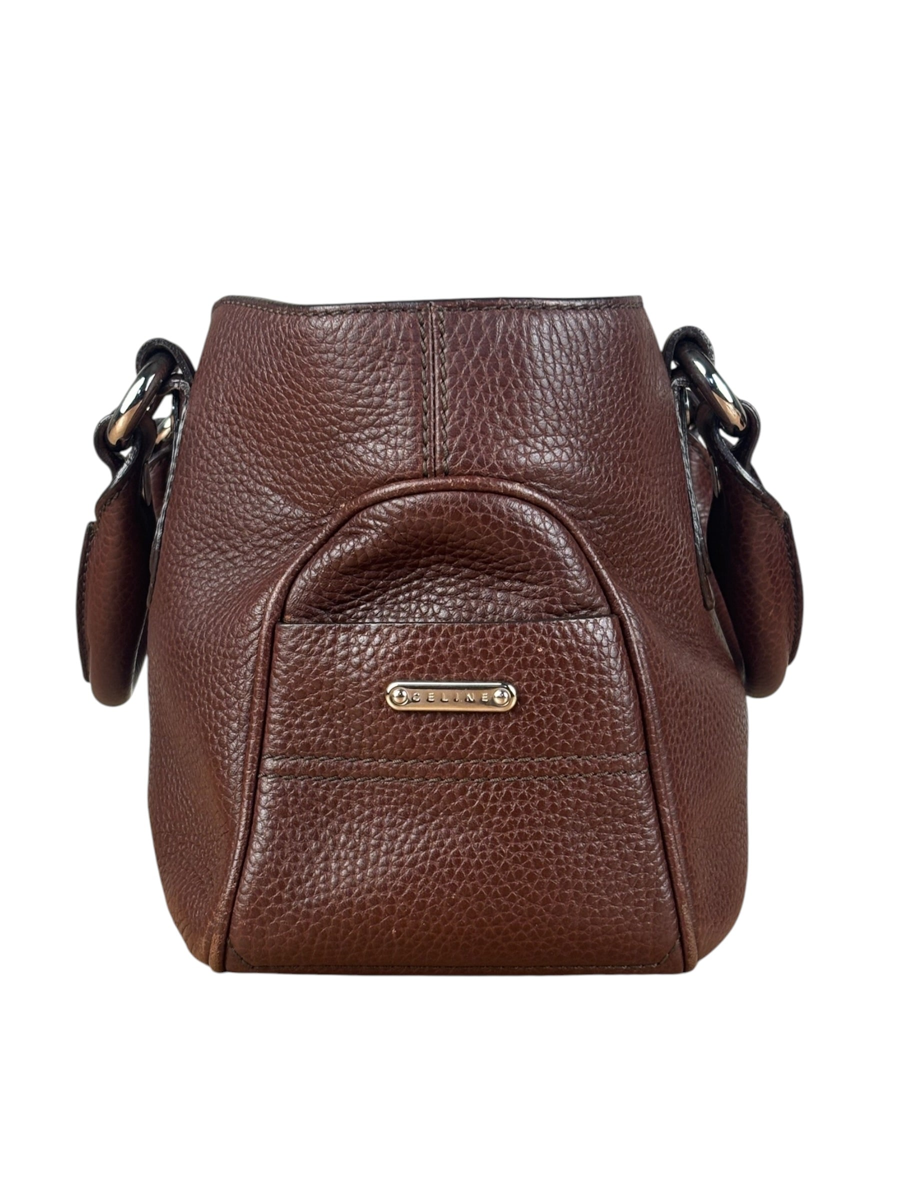Celine Brown Pebbled Leather Boogie Handbag
