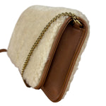 Saint Laurent Shearling/Leather Mini Flap Shoulder Bag