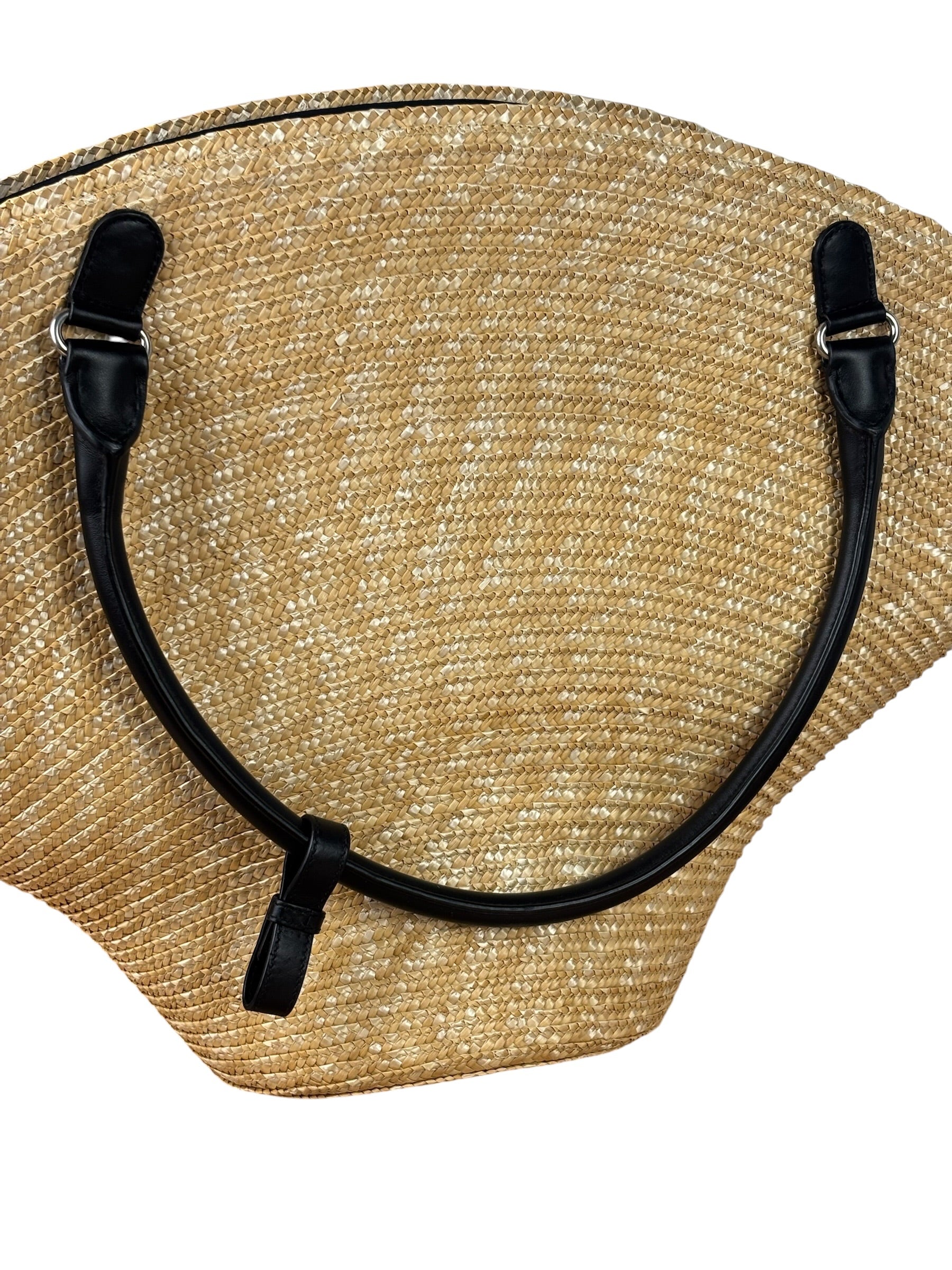 Balenciaga Raffia Woven/Leather Trim Beach Tote