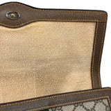 Gucci Brown Leather GG Supreme Web Stripe Clutch