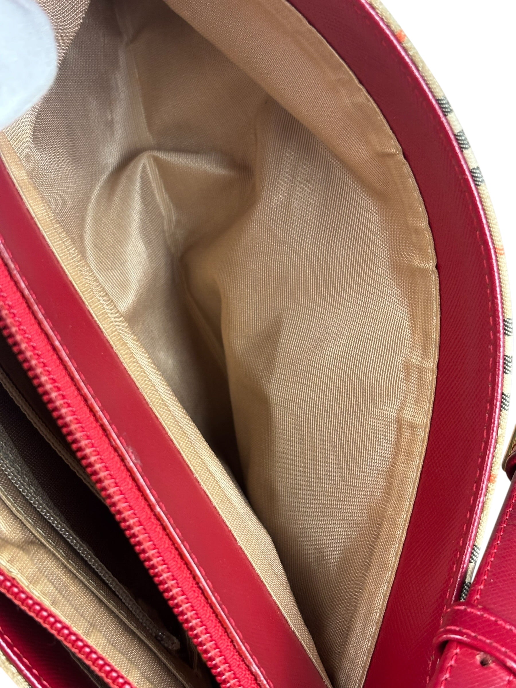 Burberry Brown/Beige House Haymarked Shoulder Bag