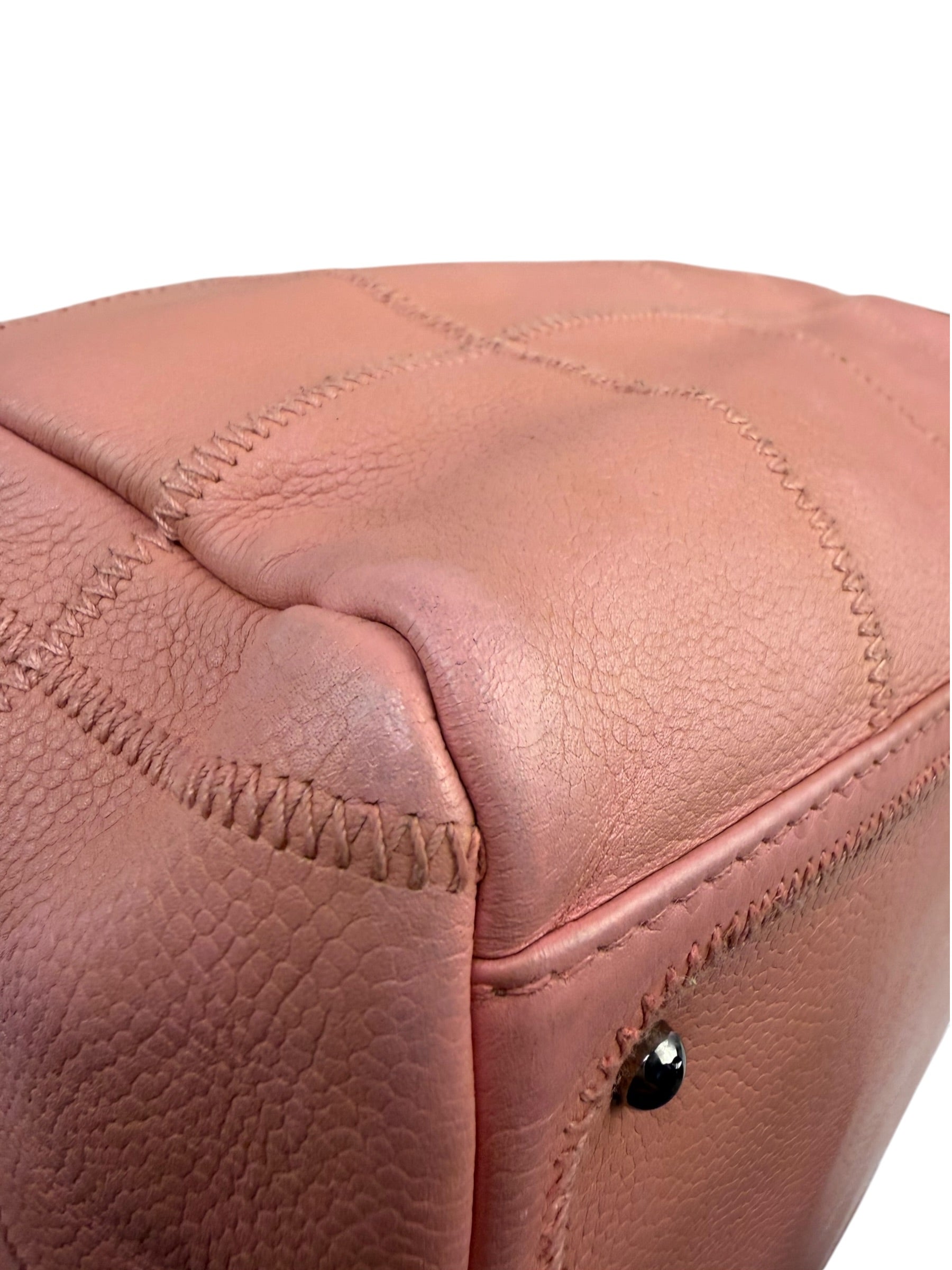 Chanel Pink Caviar Leather Chocolate Bar Bowler Bag 2003