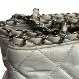 Chanel Vintage White Quilted Leather Chain Me Tote 2010