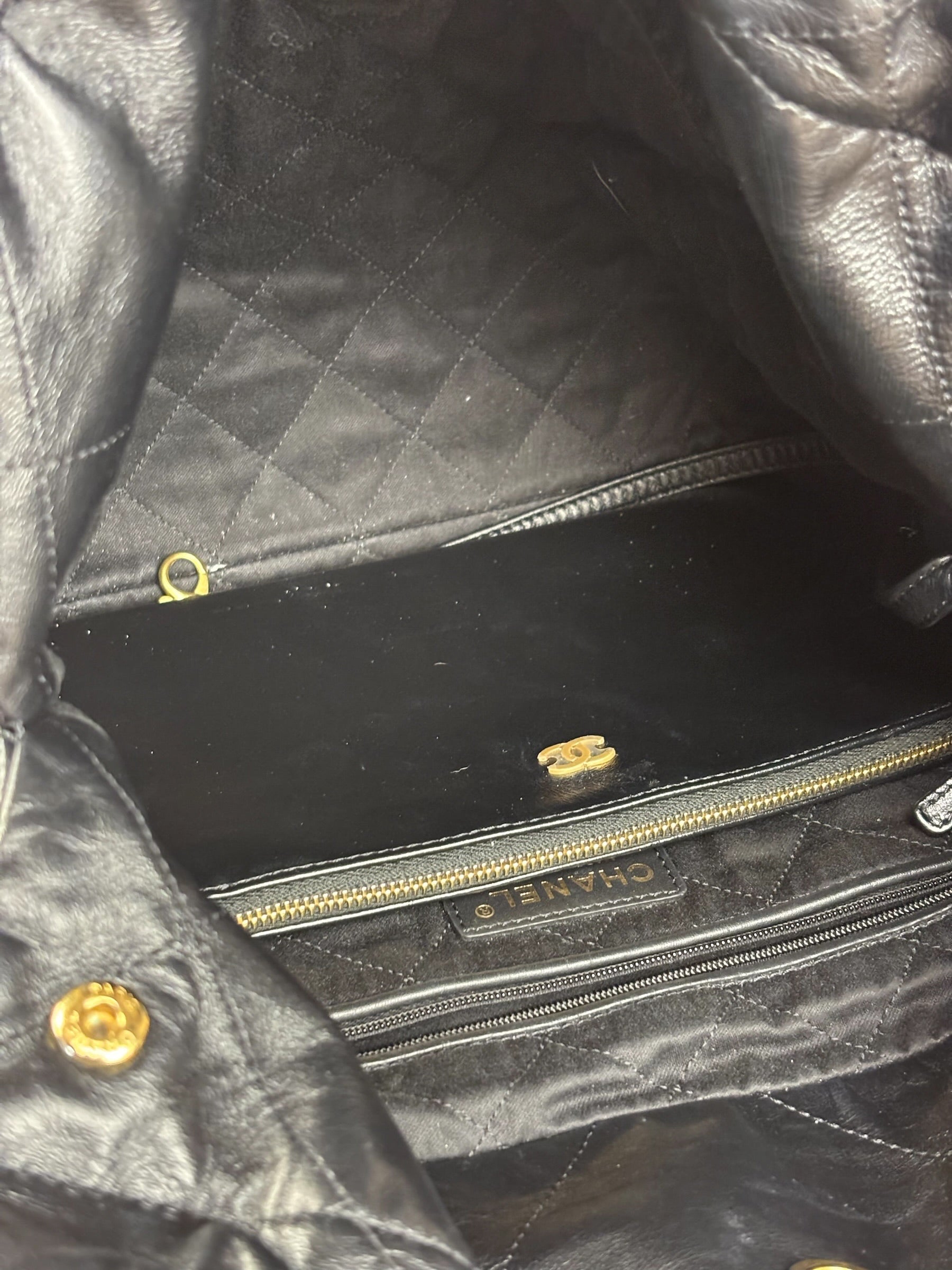 Chanel Black Quilted Leather 22 Chain Hobo Bag 2021
