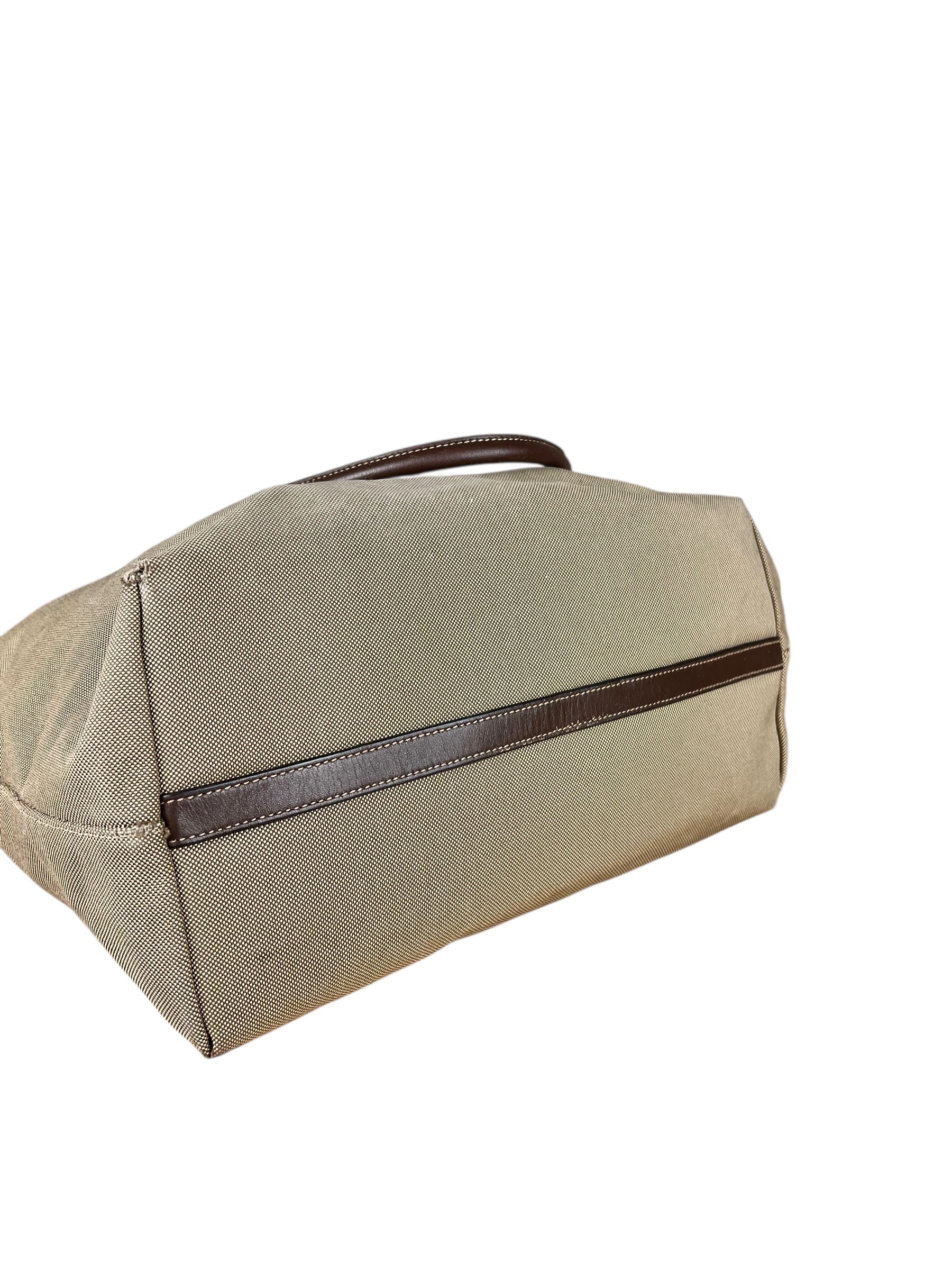 Prada Vintage Jacquard Logo Tote Brown