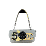 Chanel 2005 Canvas Camellia No. 5 Flap Shoulder Bag