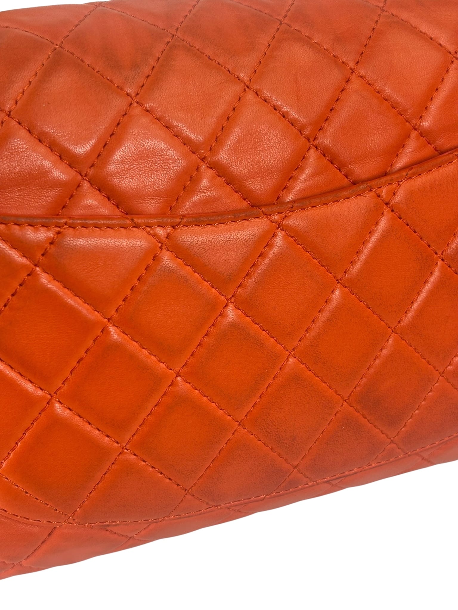 Chanel Orange Quilted Lambskin Flap Bag 2008