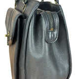 Chanel Black Leather Front Pocket Chain Tote 1998