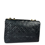 Chanel Black Quilted Leather Jumbo Flap Bag 1995