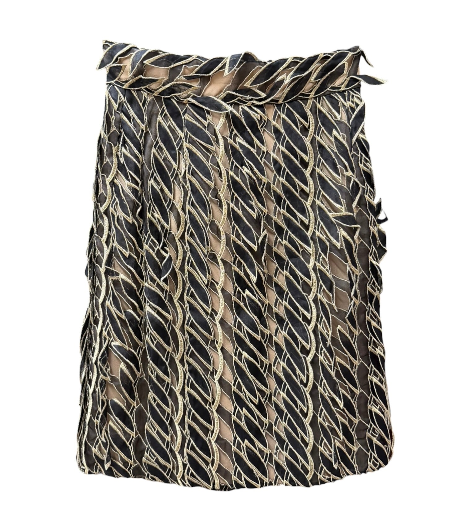 Loewe Gold/Black Multi-Layered Embroidered Ribbon Skirt