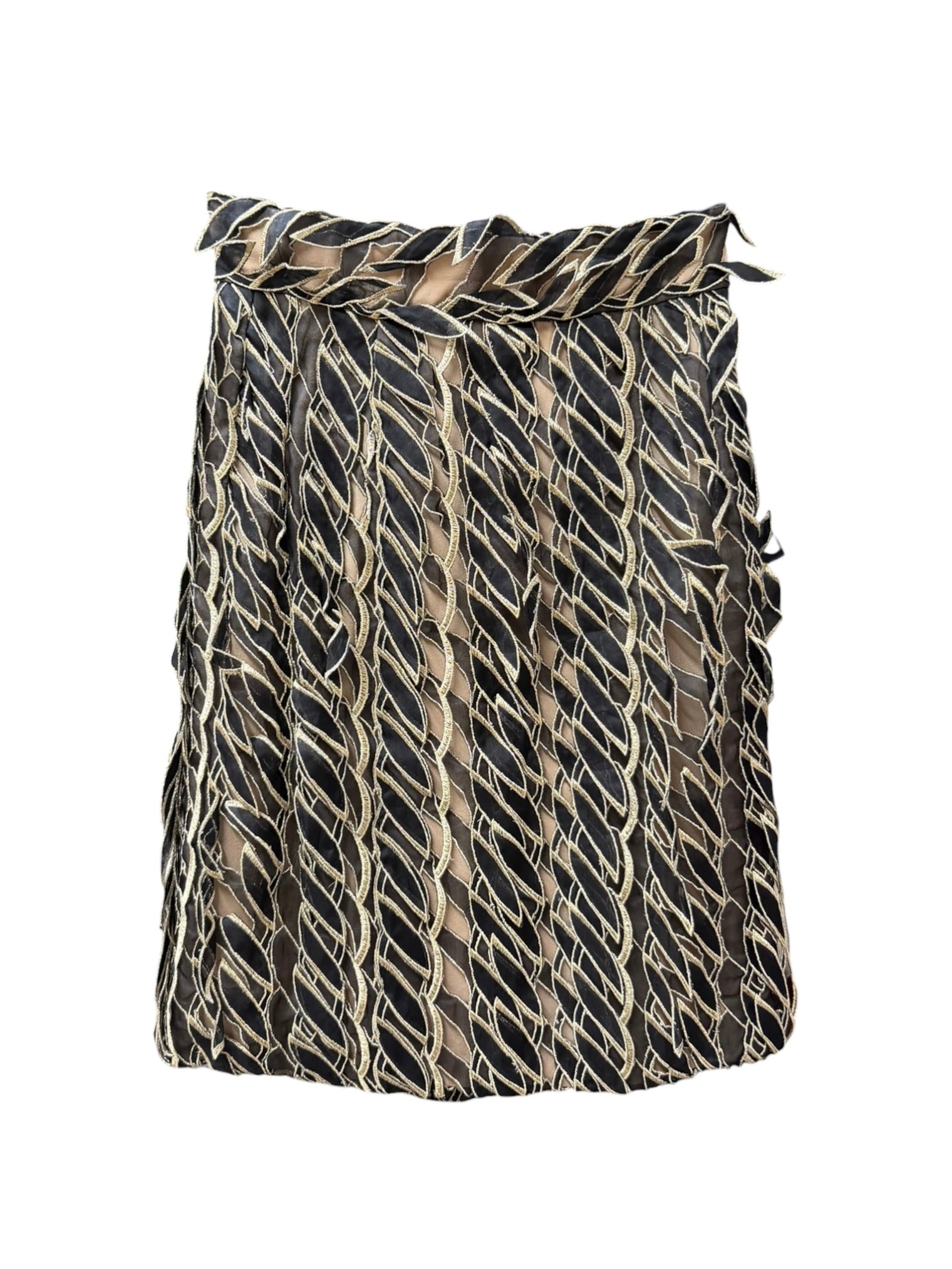Loewe Gold/Black Multi-Layered Embroidered Ribbon Skirt