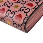 Gucci Pink Leather Dionysus GGCrystal Valentines Small Wallet On Chain