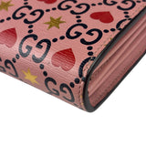 Gucci Pink Leather Dionysus GGCrystal Valentines Small Wallet On Chain