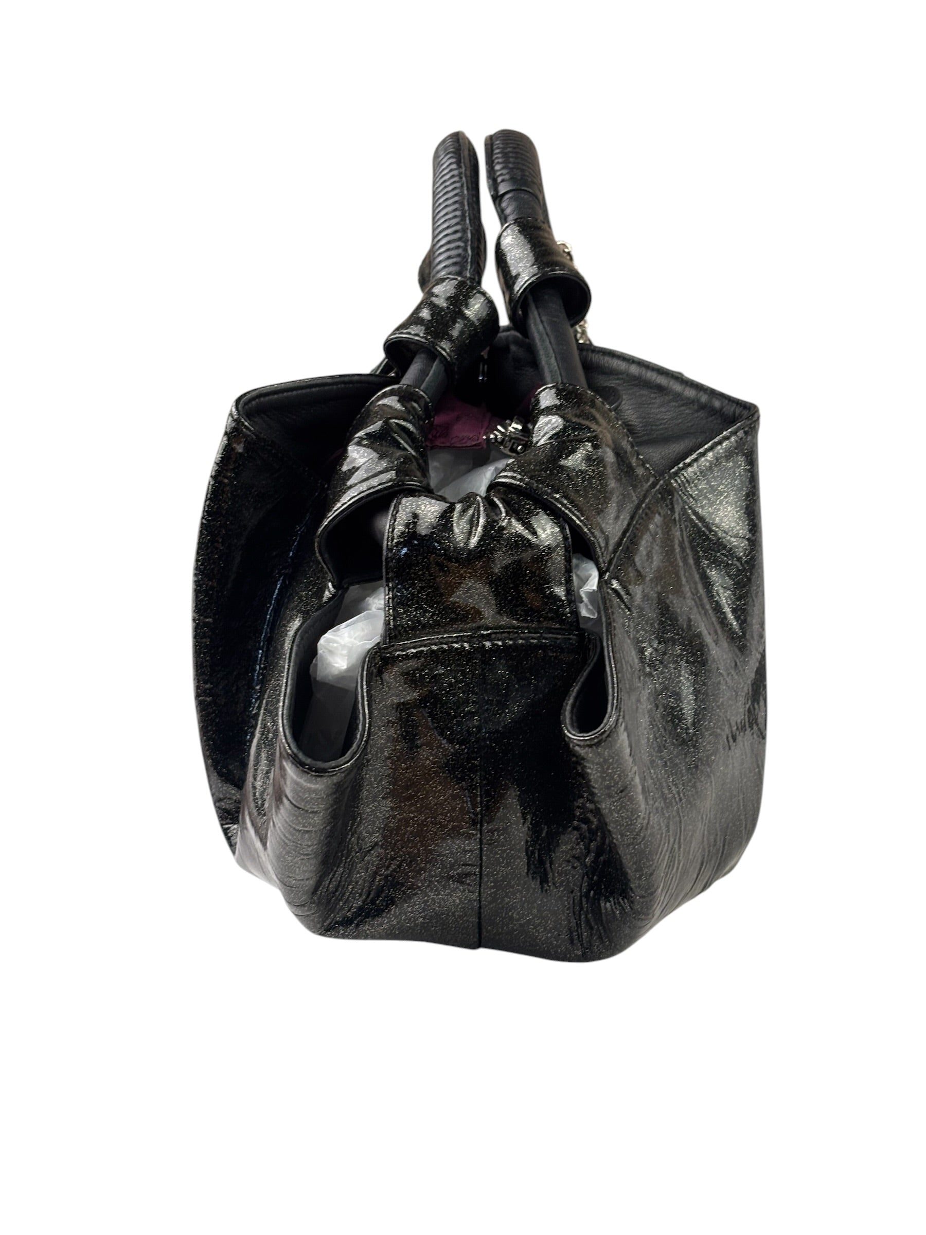 Loewe Black Patent Leather Anagram Glitter Nappa Aire Handbag
