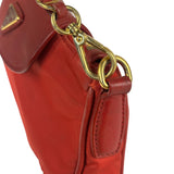 Prada Red Tessuto Nylon/Saffiano Leather Trim Two-Way Bag