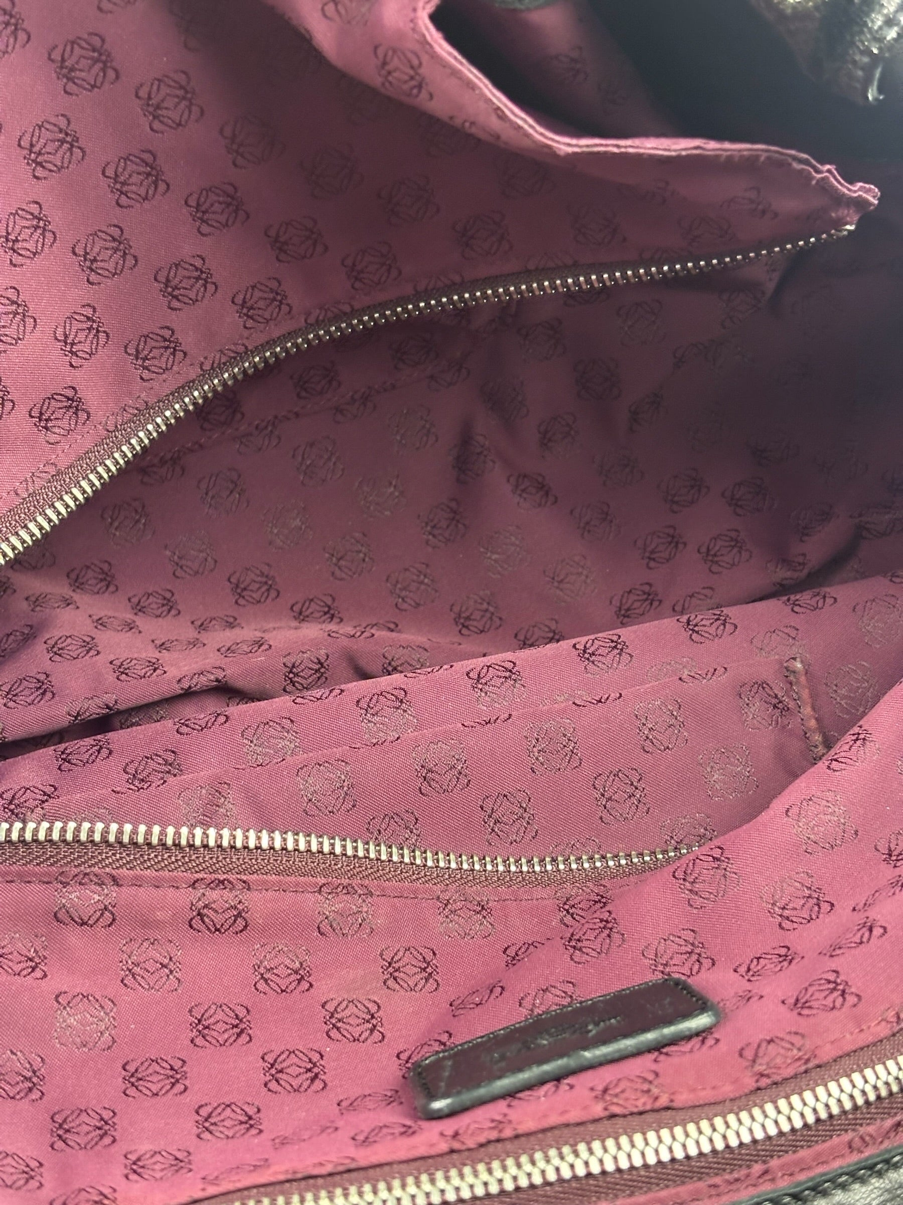 Loewe Black Patent Leather Anagram Glitter Nappa Aire Handbag