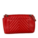 Chanel Red Chevron Leather Flap Bag 2019