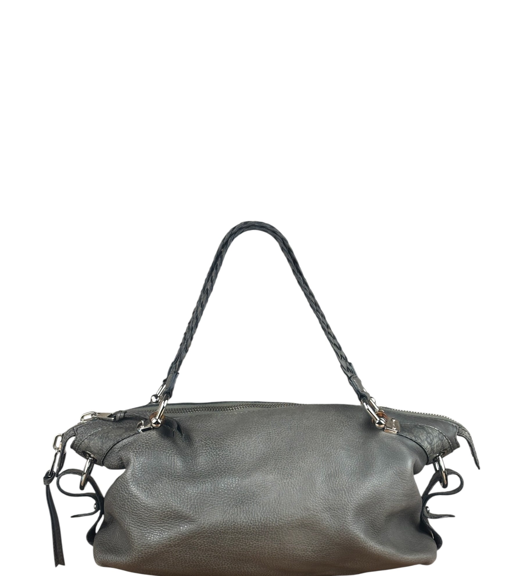Gucci Supple Gray Bamboo Bar Medium Shoulder Bag