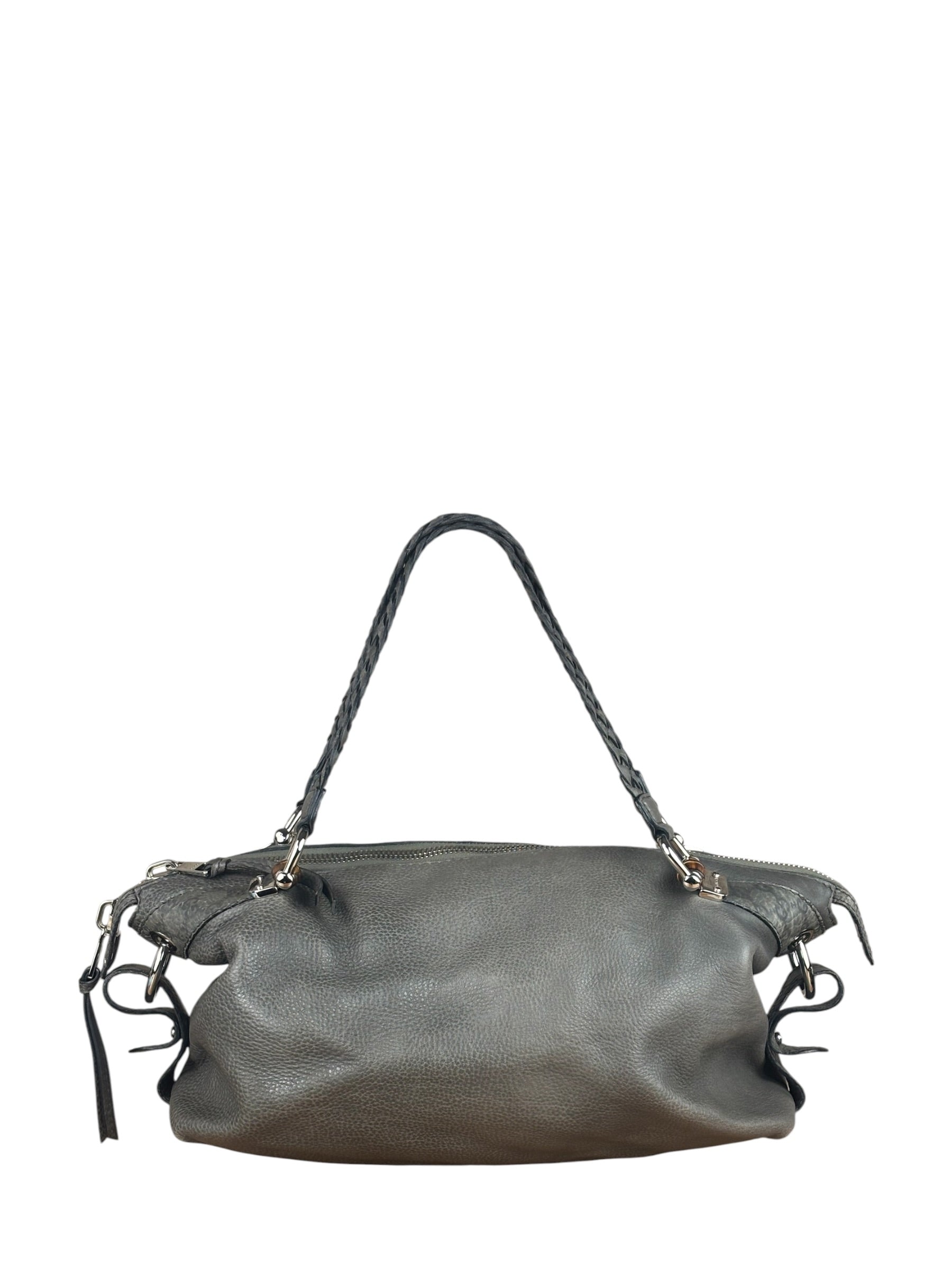 Gucci Supple Gray Bamboo Bar Medium Shoulder Bag