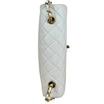 Chanel White Quilted Leather CC Flap Shoulder Bag 2013