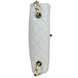 Chanel White Quilted Leather CC Flap Shoulder Bag 2013