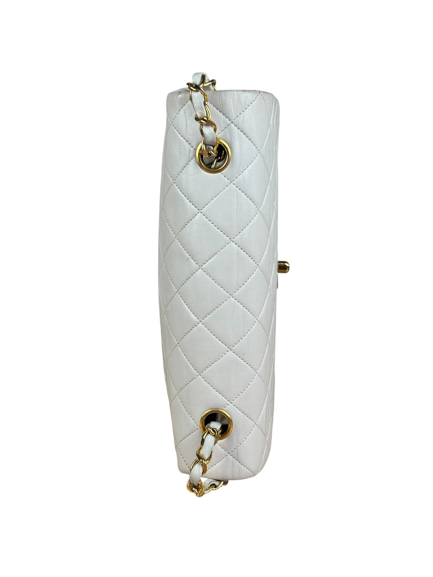 Chanel White Quilted Leather CC Flap Shoulder Bag 2013